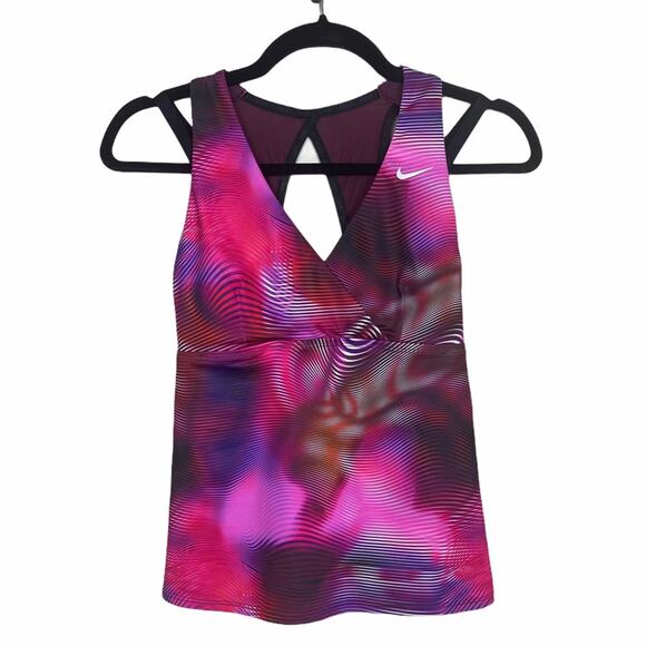 Nike Shift Layered Cross Back Tankini Multi Small - Picture 2 of 9